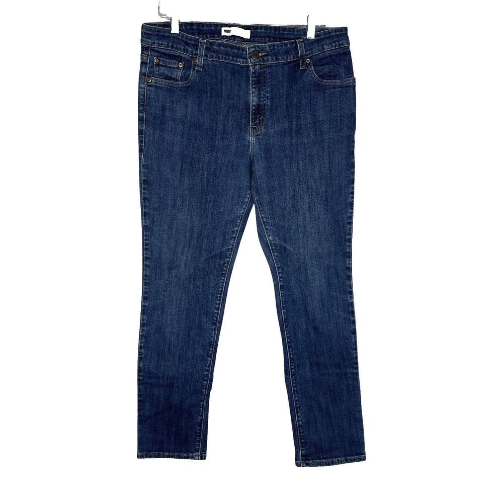 Levis Jeans Womens 16 Blue Mid Rise Skinny Whiskering Everyday Basic Casual